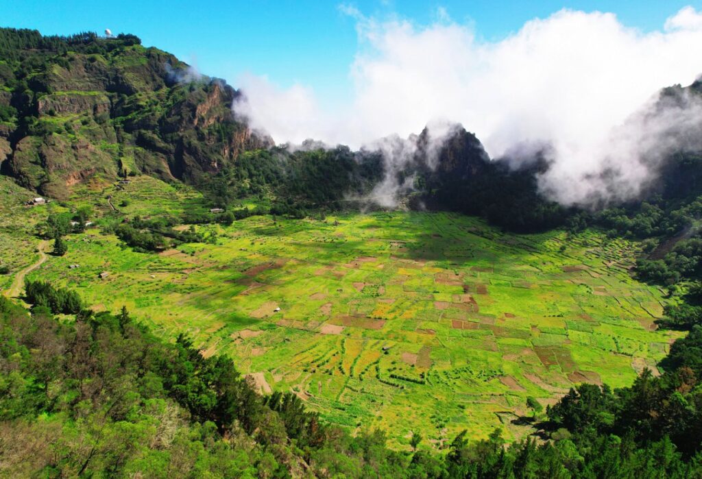 Cova is a volcanic caldera in the east-central part of the island of Santo Antão in Cape Verde.